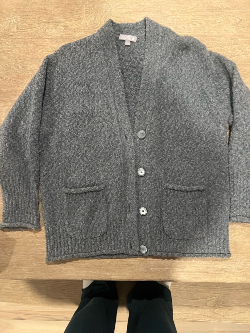 J. Crew Heather Gray Chunky Knit Cardigan